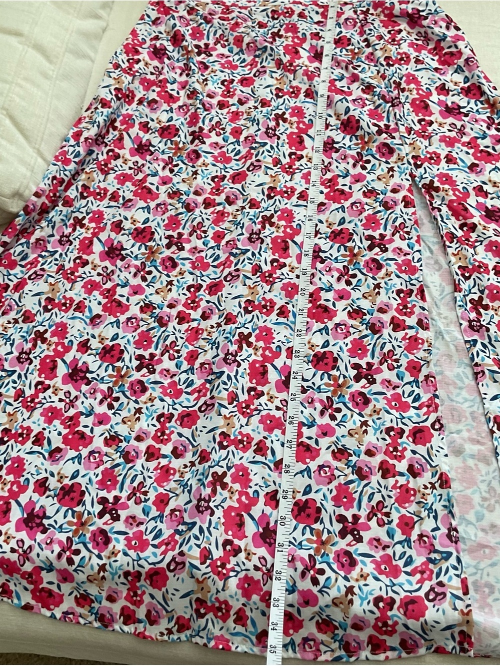 SHEIN White Maxi Skirt with Pink Floral Print - Picture 5 of 7